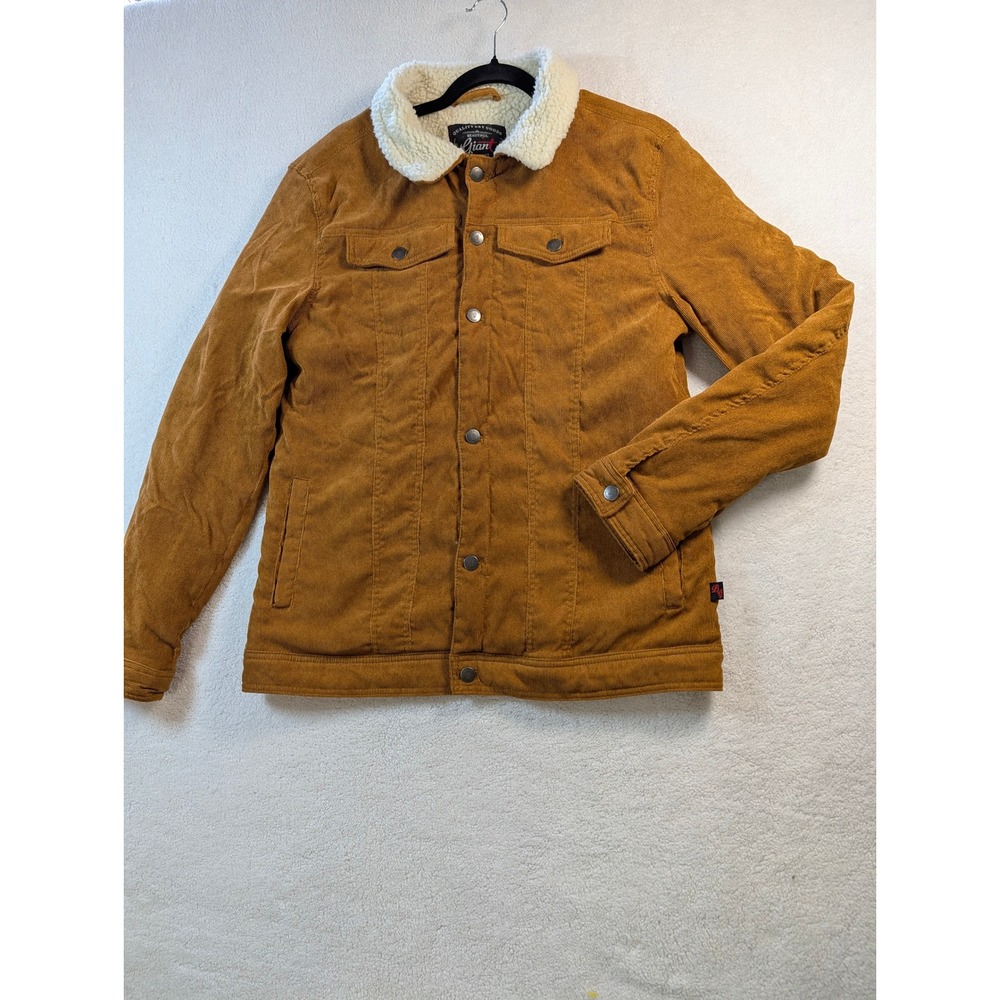Beautiful Giant Mens Corduroy Sherpa Lined Trucker Jacket Brown XL Fall Rugged